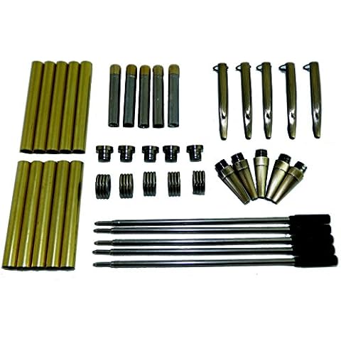 Woodturning Streamline Pen Kit Set x 5, Antique Bronze, Twist Mechanism Cover