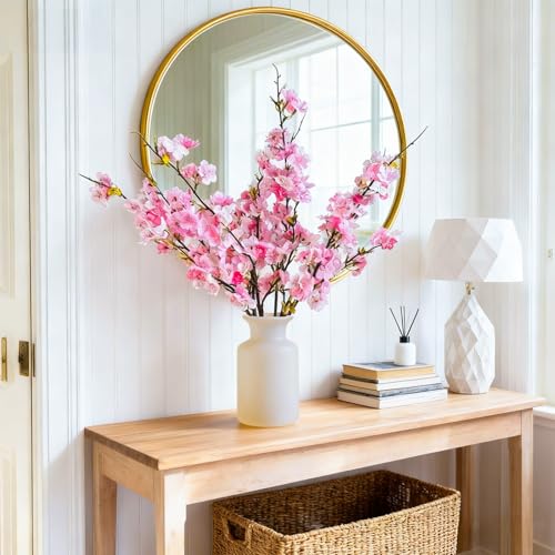 3PCS Künstliche Kirschblütenzweige Deko 109cm,Rosa Kunstblumen Frühling Kirschblüten Zweige Kunstblumen Kirschblüte Osterstrauch Zweige Magnolienzweig Pfirsichblumen Frühlingsblumen Kunstzweige Sakura