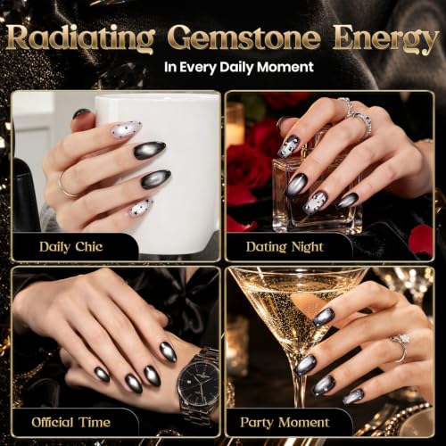 Image of Beetles Black Diamond Cat Eye Gel Nail Polish, 15ML HEMA-Free Magnetic
