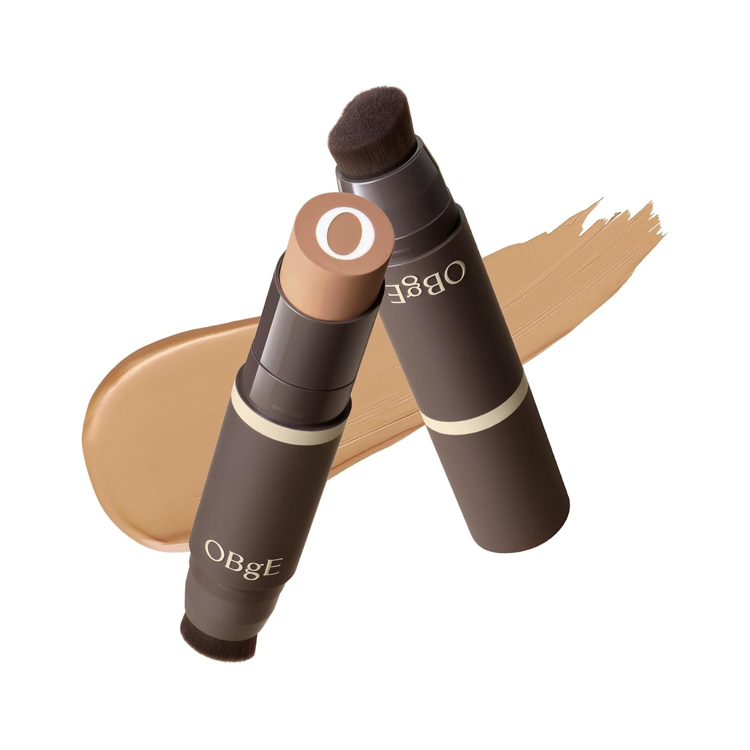 OBgE Natural Foundation Stick High Coverage with Brush #4 Tan, 0.49oz