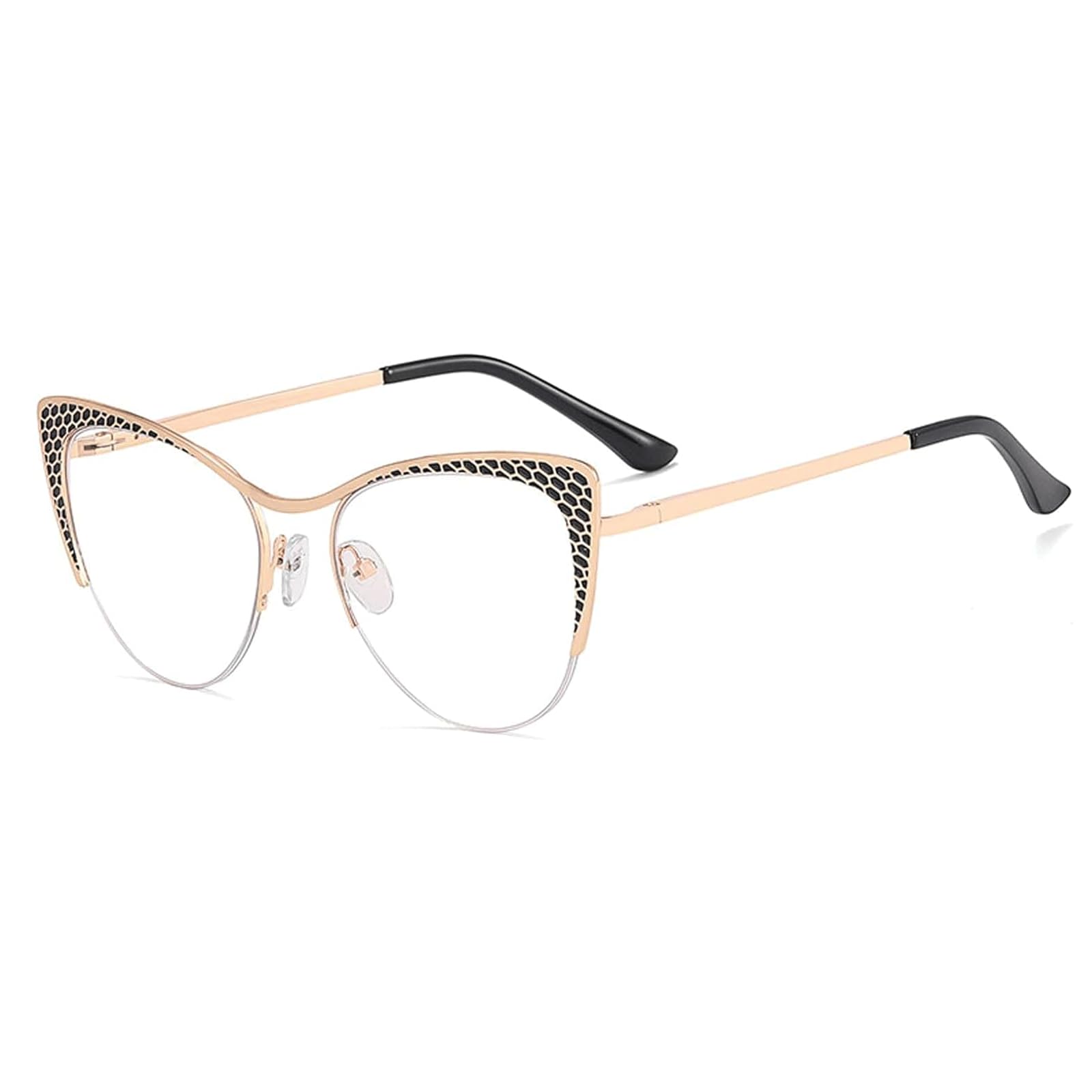Occhiali Vista Montatura per Occhiali Mezza Montatura in Metallo Anti Luce Blu Montature per Occhiali da Donna con Cerniera a Molla Montatura per Occhiali Cat's Eye semplicità