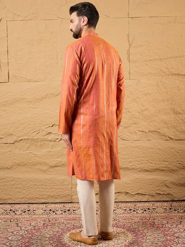 Image of Men's Embroidered Solid Calf Length Kurtas | Men | Kurtas for Mens | Straight Fit Kurta for Men's