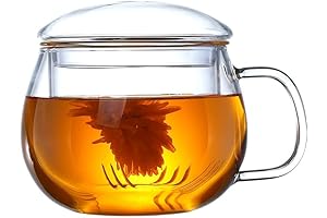 14oz Glass Tea Cup with Lid - Clear Borosilicate Glass Tea Cup