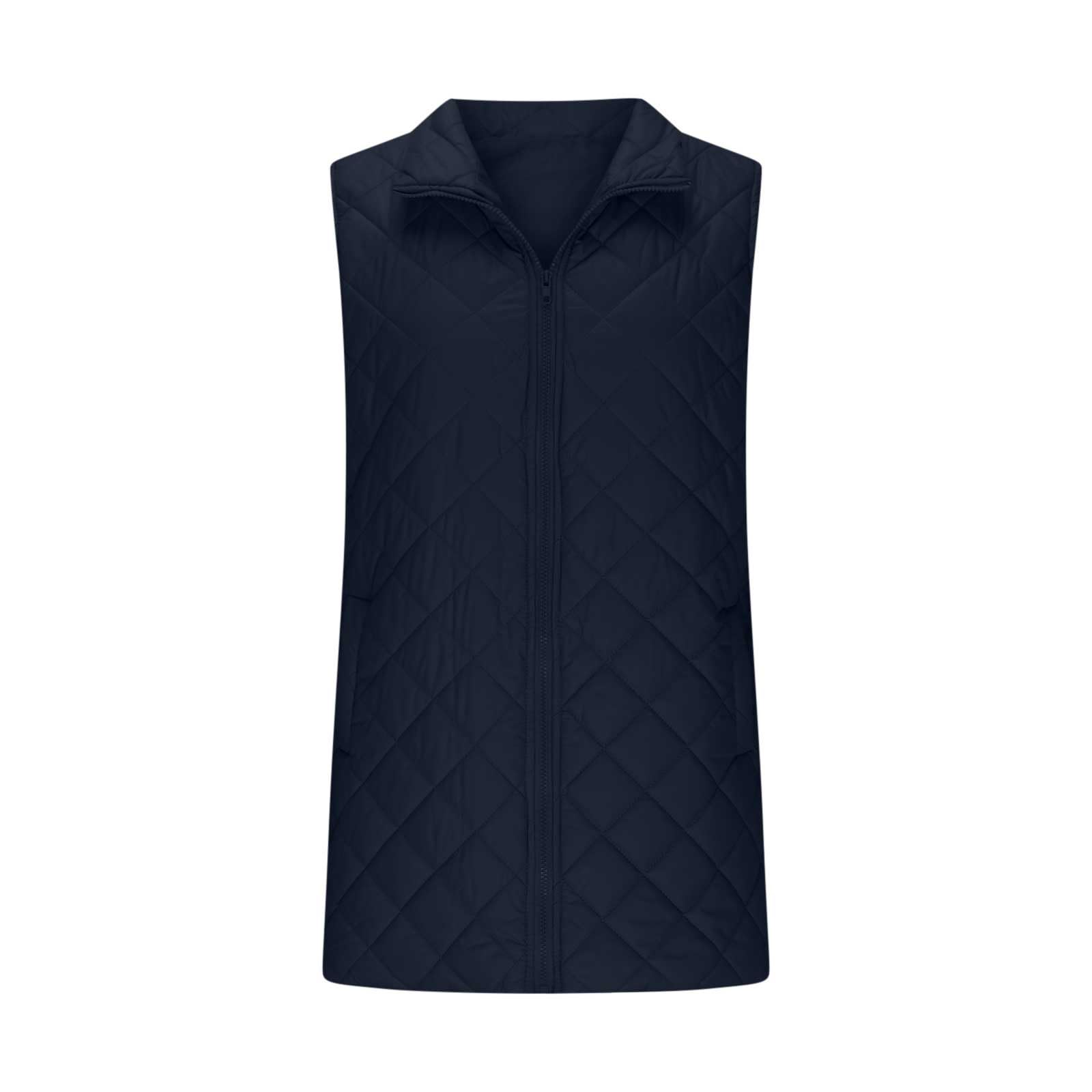 OVARA Gilet trapuntato da donna con colletto alla coreana, leggero, con cerniera, imbottito, termico, comodo, casual, tinta unita, gilet da donna, giacca lunga senza maniche