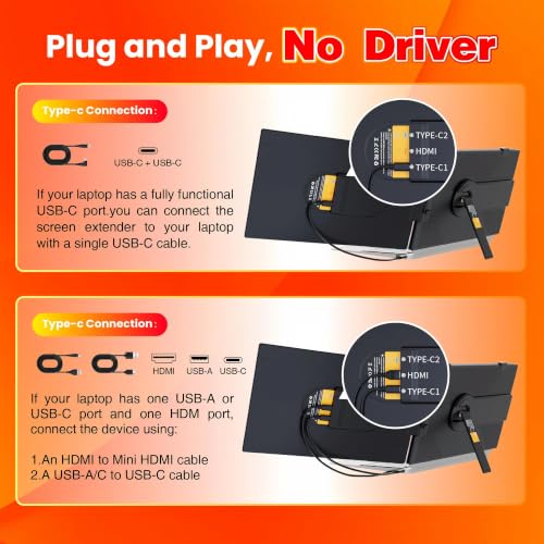 Image of Laptop Screen Extender, 14 inch FHD 1080P Portable Travel Monitor