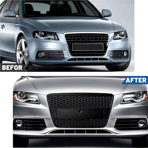 Grille capot de rechange pour pare chocs avant A4 B8 calandre cassée noire - 6
