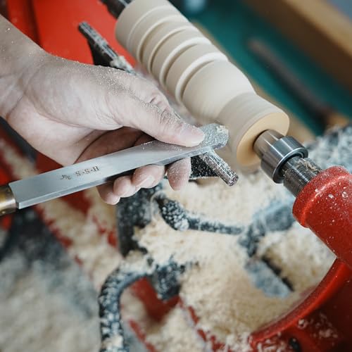 BMWOOD 6pcs HSS Wood Lathe Chisel Set, Turning Tools, Woodworking Lathe Tools with Wooden Box, Bowl Gouge, Parting Tool, Round Nose Scraper, Oval Skew Chisel, Roughing Gouge and Spindle Gouge. - Image 5