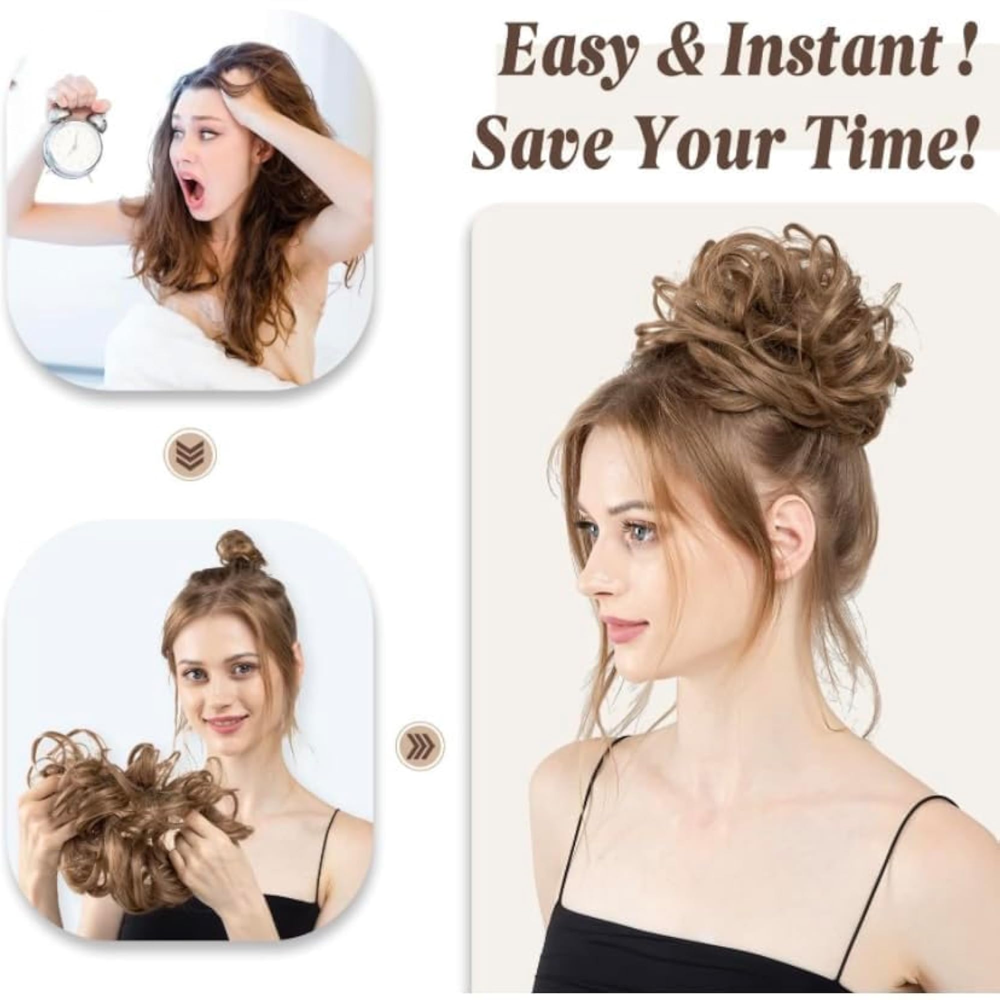 Messy Bun Hair Piece with Elastic Rubber Band