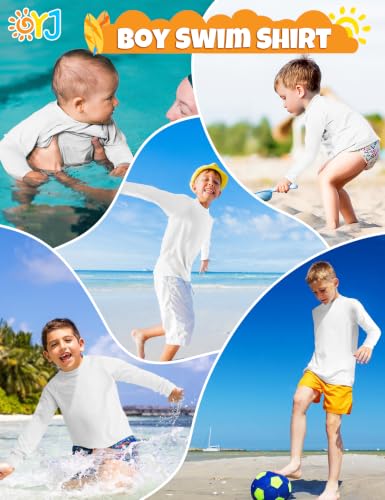 Image of Boys Rash Guard Swim Shirt Long Sleeve Rashguard UPF+ 50 SPF Sun Water Surfing Shirts for Toddler Kids Youth Teen 2T-16Y