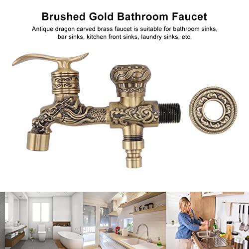 Garosa Garten-Wasserhahn mit Pferdeform 2 Griffe 2-Loch-Kupfer kalter Wasserhahn Zapfhahn Hinterhof-Wasserhahn Wandmontage Gartenschlauch Wasch- und Badezweck