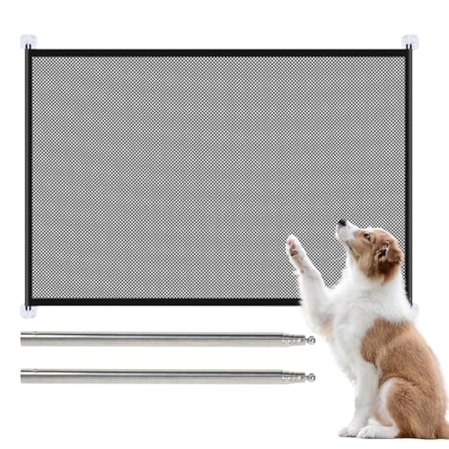Mihauuke Barrera para Perros - Barrera Plegable Y Portátil para Perros con Red Alta Ajustable,Red Ajustable para Cachorros Gatos Pequeños Medianos Sala Dormitorio Baño Cocina Pasillos Estancias