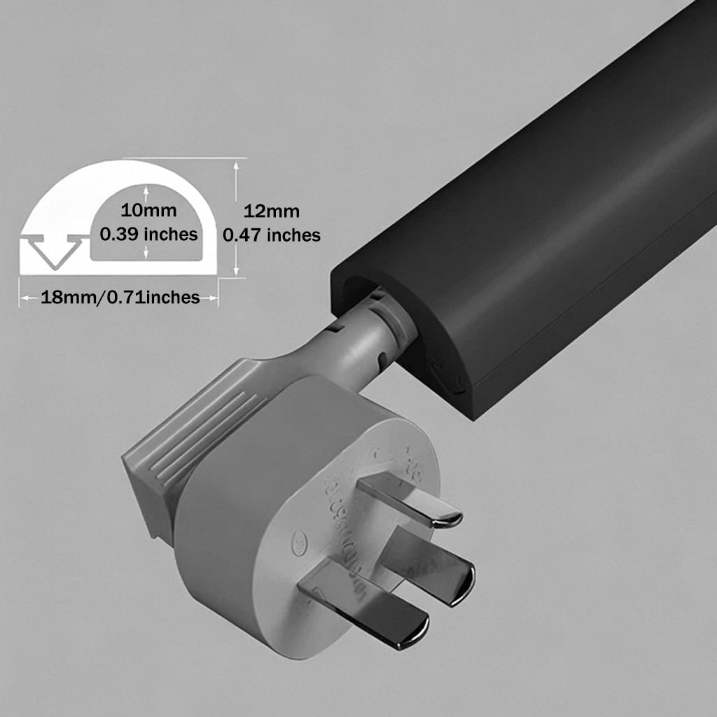 Cubrecables De Suelo con Apertura Lateral, Protector De Cables De Pared Autoadhesivo para Gimnasios, Diseño Semicircular/Resistente Al Pisado, para Oficina En Casa(Blanco)