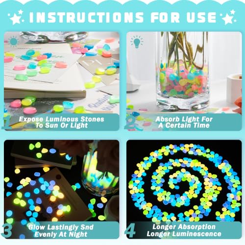 Image of 1000 PCS Mini Glow in The Dark Rocks Mixed Color Luminous Stones 1cm Small | Glow Stones Fish Tank Rocks Outdoor Decor Garden Yard Walkway Pathway FD05SMX1000