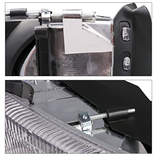 M-Auto Headlights Assembly Oe Style Compatible With 1994-2001 Dodge Ram 1500 Truck / 1994-2002 Ram 2500 3500 Pickup 2/4-Door, Left+Right Chrome Crystal Headlight+Signal Corner #TOP5