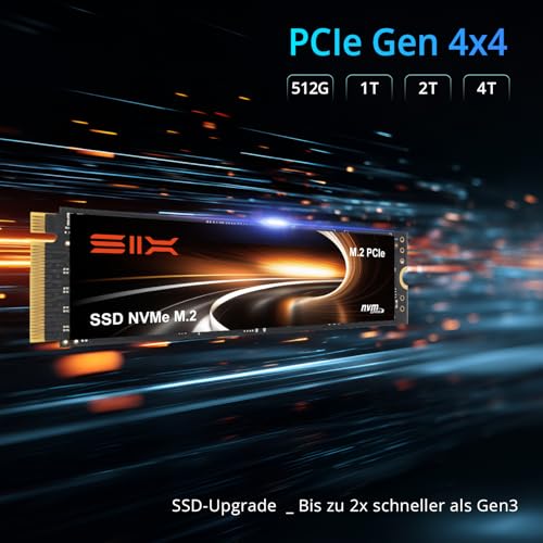 SIX NVME M.2 SSD PCIe 4.0-512G 2280 ssd, Lesen bis zu 7.000MB/s für Gaming PS5 Speichererweiterung mit heatsink, Interne Solid-State-Laufwerk gen 4x4 für Laptop Desktop