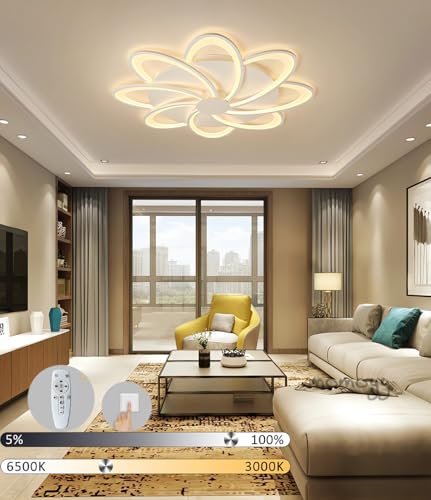 Lumière chambre à coucher et salon moderne avec plafonnier LED blanc télécommandé 8 lampes - 2