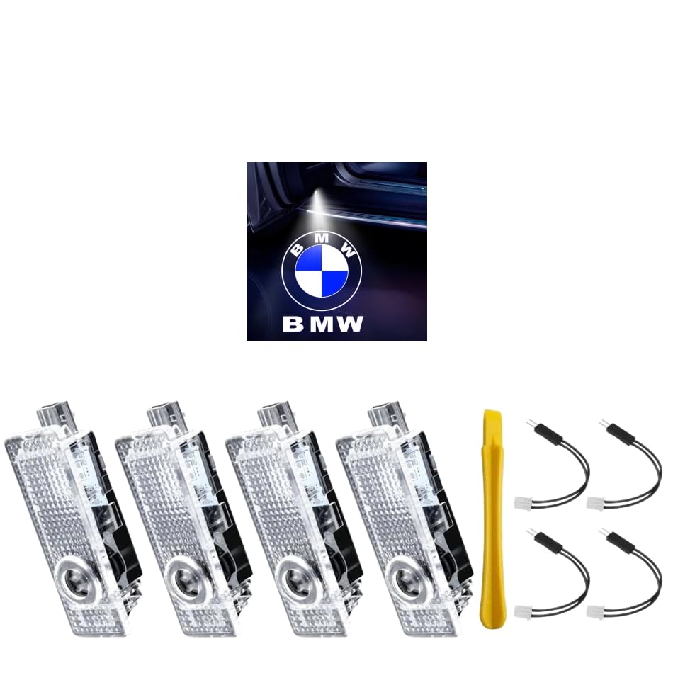 4 Pack Never Fade HD Car Door Lights Logo Projector LED Welcome Lights Accessories Compatible with BMW X1/X2/X3/X4/X5/X6/X7 M Z and GT Series Models