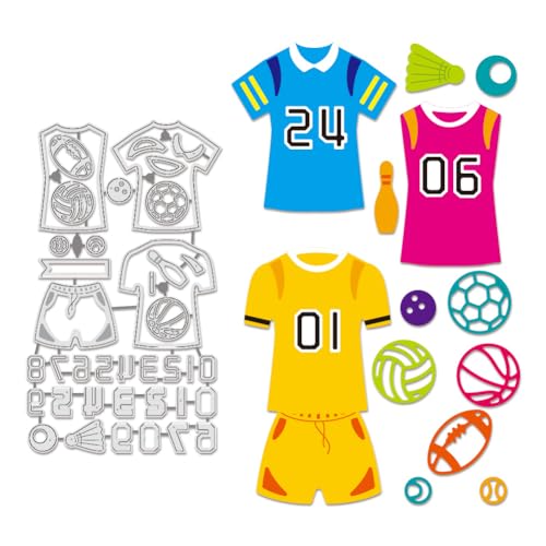 BENECREAT 1セット カッティングダイ スポーツテーマ ユニフォームとボール メタルダイカット 炭素鋼 ステンシル スクラップブック カード作り ダイカットテンプレート 装飾 DIYアルバム 手作り