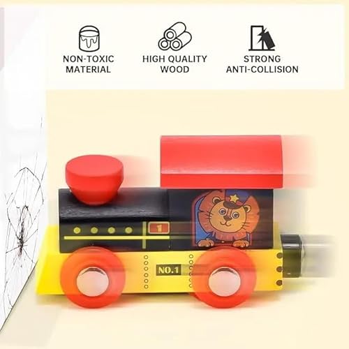 MyLittleTales Wooden Magnet Train Set – 4-Piece Educational Skill-Building Toy, Magnetic Wooden Trains, Interactive Train Set for Toddlers, Kids, Boys & Girls, Fine Motor Skills Development Toy - Image 6