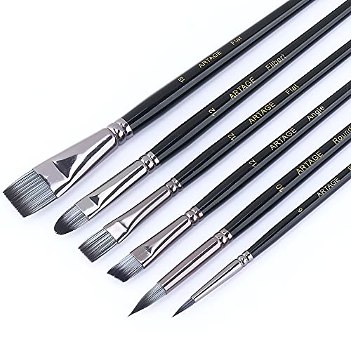 Artage 6Pcs Fine Artist Painting Brush Set For Acrylic Watercolor Gouache Oil Painting #TOP1