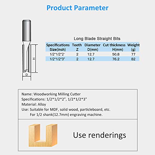 Lianai 1 PCS 1/2'' Shank h Trim Router Bit Carpintaria Fresa Fresa Ferramentas
