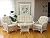 SunBear Furniture Malibu Lounge Set of 2 Natural ECO Rattan Wicker Chairs, Loveseat with Cream Cushion and Coffee Table w/Glass Handmade, White Color