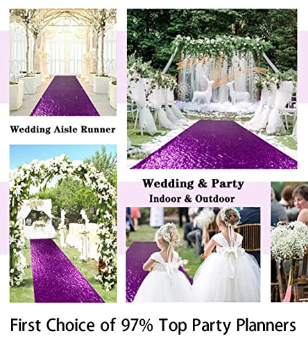 Partisout Aisle Runners For Weddings 2Ftx15Ft Royal Purple Sequin Aisle Runner Rustic Outdoor Rug Runner Aisle Runner For Ceremony Sparkle Carpet Runner Payette Runner For Grass Indoor Party #TOP5