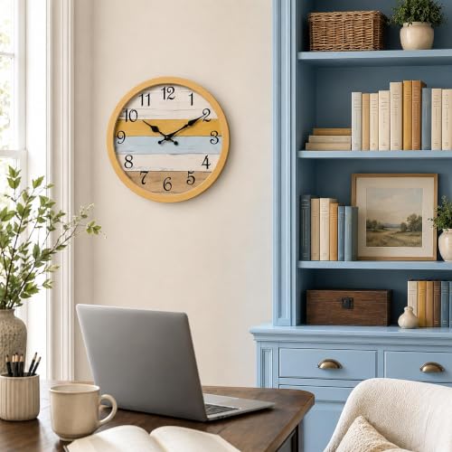 Image of CHYLIN Wall Clock Silent Non-Ticking Battery Operated Rustic Vintage