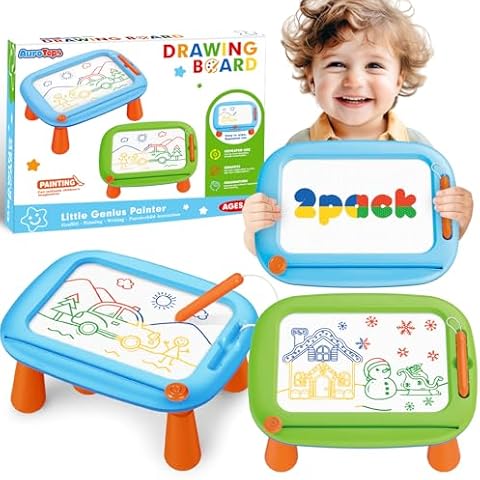 AuroTops 2pcs Magnetic Drawing Board Toddlers Toys, Magnetic Doodle Board Early Educational Learning Toy, Writing Painting Magnet Doodle Pad Toys for 3 4 5 Years Old Kids Boys Girls Birthday Gift Cover