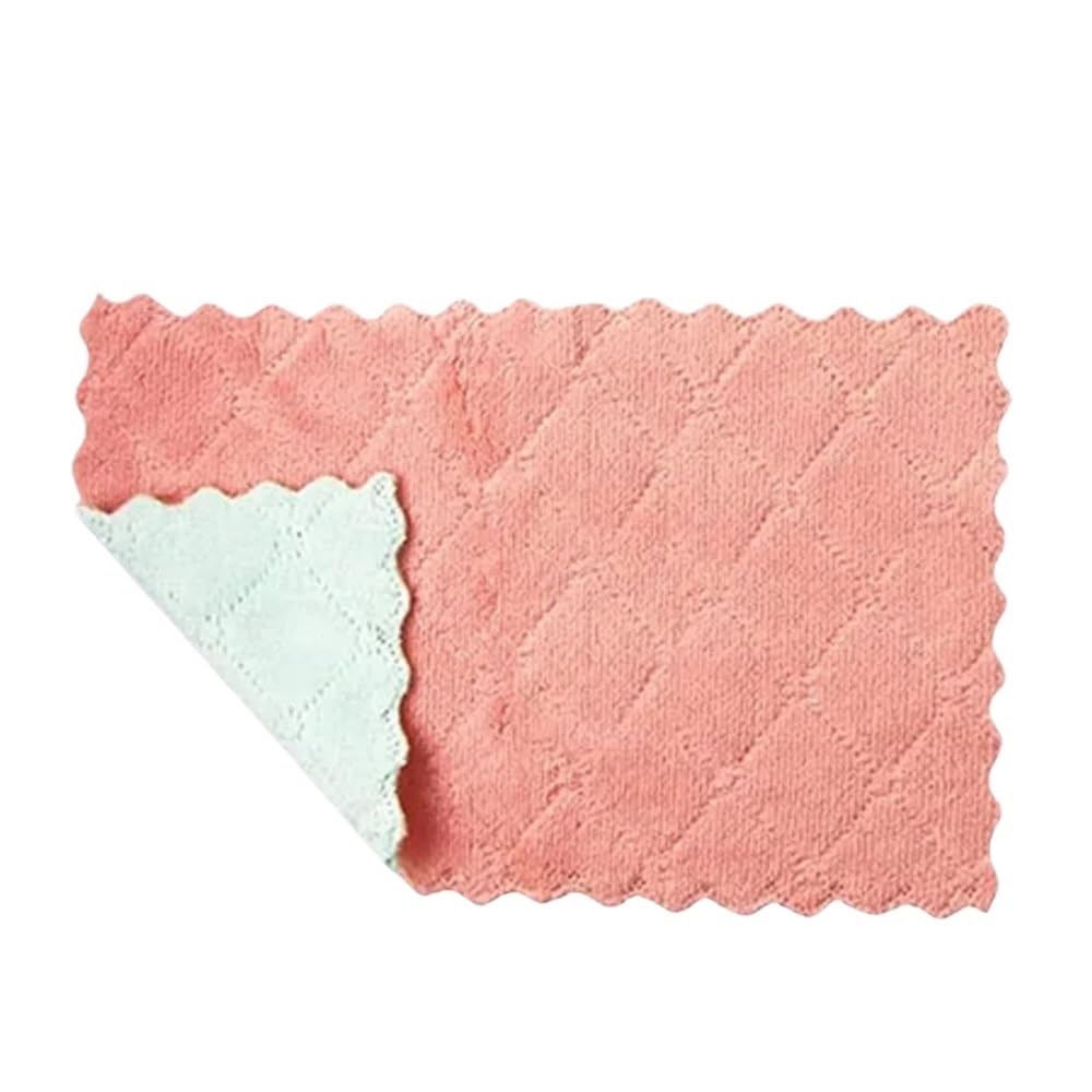 Jobaojiang Absorbent Microfiber Kitchen Dish Cloth Tableware Household Cleaning Towel Kitchen Tools Gadgets(Pink,5pcs)