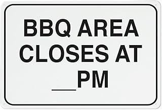 Btbaspa BBQ Area Closing Time Sign - 12x8 inch Weatherproof Aluminum, Garden & Yard Wall Decor, for Community Parks & Backyards, Christmas BBQ Event Management, Indoor/Outdoor Use