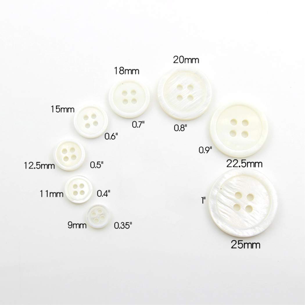 Guziki guziki do ubrań 8-40PCS Naturalny guzik muszlowy-cienki brzeg 4-otworowy guzik żywiczny do koszuli-biały okrągły guzik guziki do szycia na swetry DIY wełniane płaszcze 20mm-12PCS(18mm-16Pcs)