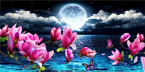 Kit Complet Peinture Diamant 5D cadeau femme motif Lune et Lotus