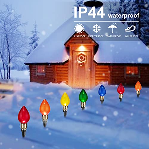 2 Pack C9 Christmas Pathway Lights Outdoor Total 34.8 Ft 20 Lights Waterproof Connectable Walkway Lights For Yard Ground Sidewalk Driveway Christmas Decorations #TOP2