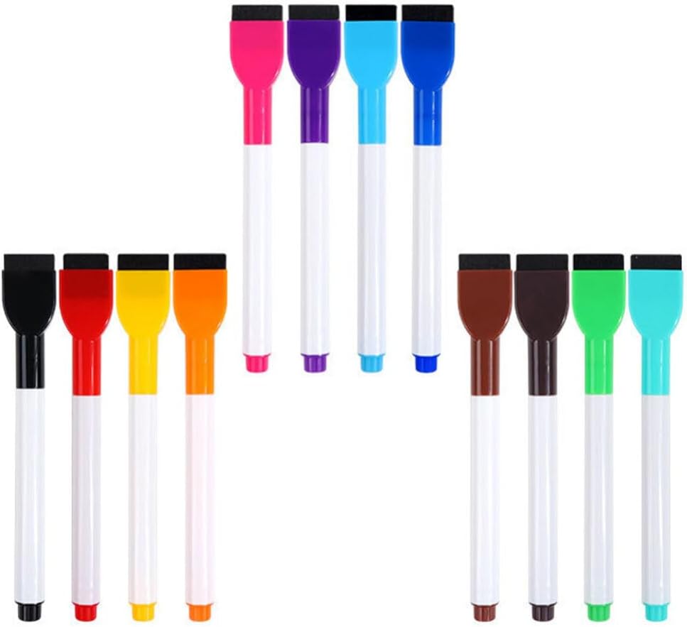STOBOK Dry Erase Markers 12pcs Magnetic Whiteboard Pen Colorful Whiteboard Markers Childrens Drawing Pen Navy Blue Black Green Red Yellow Purple Orange, XL441621GQY