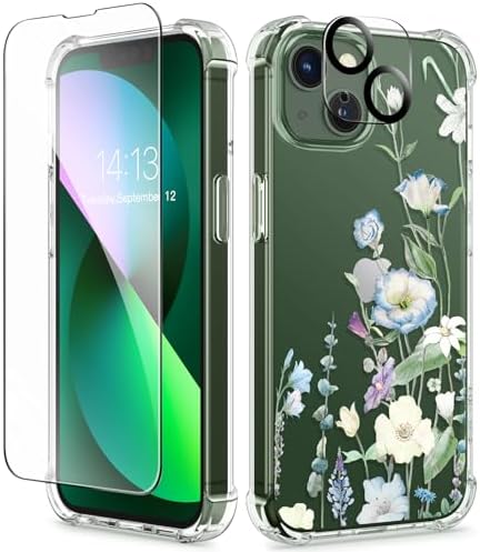 GVIEWIN For IPhone 13 Pro Max Case Floral, With Screen Protector&Camera Lens Protector,[Non Yellowing] Soft Shockproof Clear Phone Protective Cover For Women, Flower Pattern Design 6.7"(Floratopia - View #8