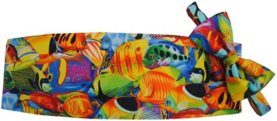 David's Formal Wear Hawaiian Salt Water Fish Tuxedo Cummerbund and Bow Tie Set