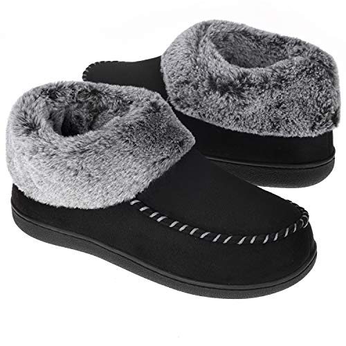 VONMAY Women's Bootie Slippers Suede Moccasin Boots Fuzzy Plush Faux Fur House Shoes Winter Warm Memory Foam Non-slip Indoor Outdoor - Main Image