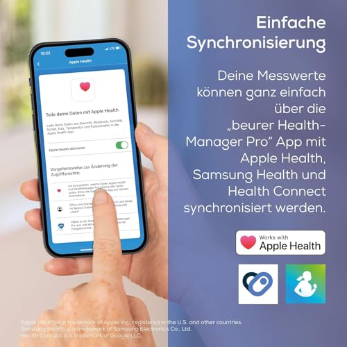 Beurer BM 53 Oberarm-Blutdruckmessgerät, made in Europe,klinisch validiert, AFib-Erkennung zur Schlaganfallprävention, Risikoindikator, Armumfänge, Datenübertragung zu Apple Health und co., Grau-Weiß
