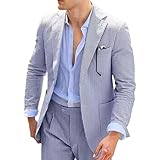 Traje de Raya diplomática para Hombre, Traje de Seersucker a Rayas para Hombre, Corte Entallado, 2 Botones, Verano, Boda, graduación, Chaqueta, pantalón, Azul, Talla Grande