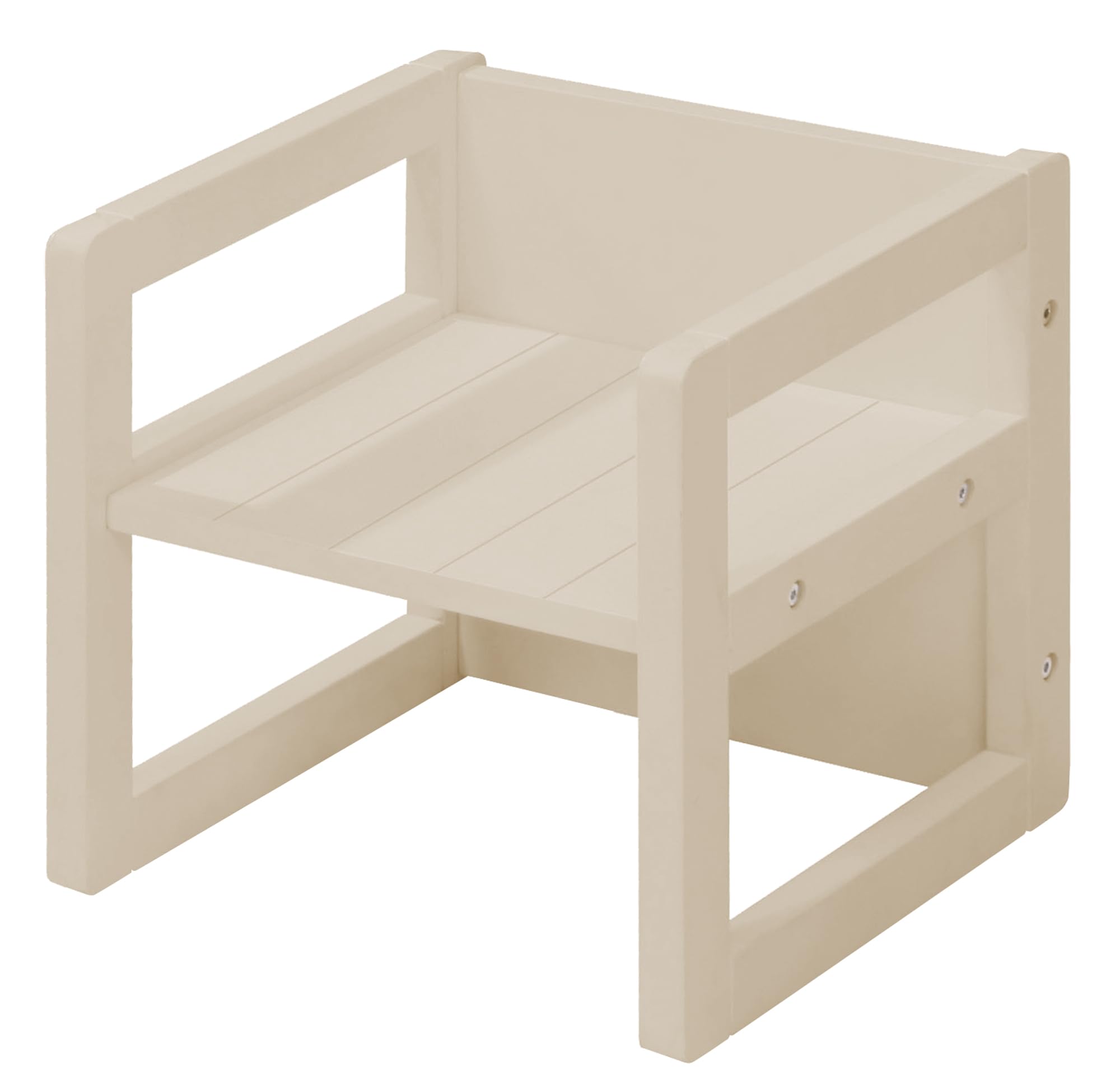 Sgabello per Bambini in Stile Country Reversibile 3 Altezze Seduta Legno Beige/Cashmere