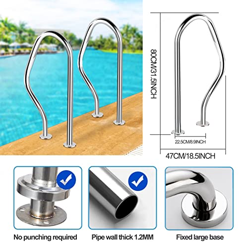 Baranda para piscina de acero inoxidable 304 plata miniatura 2