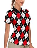 Women'S Argyle Golf Polo Shirts Short Sleeve Dry-Fit T-Shirt