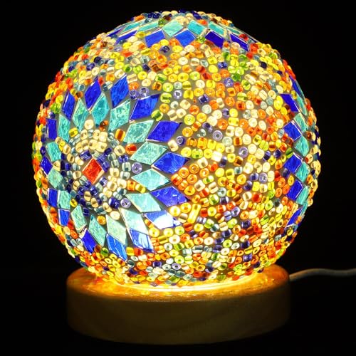JECOMPRIS Lampada da Tavolo Bohemien in Vetro Resistente Luce Notturna Romantica Stile Barocco per Camera da Letto Design Artistico per Casa Bar e Ristorante Risparmio Energetico e