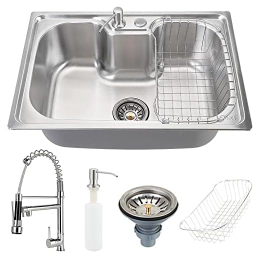 Pingoo.casa Kit Cuba para Cozinha Carajás em Aço Inox 201 com Acessórios e Torneira Gourmet Misturador Monocomando Munim em Metal