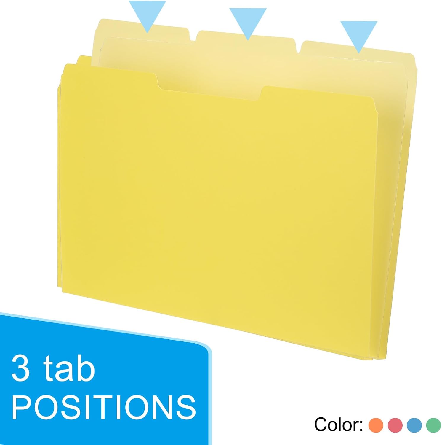 PATIKIL 50pcs Manilla Folders 8.5 x 11, Colored File Folders Letter Size Manila Colored Folders 1/3 Cut Paper Organizer Bulk for Classroom Home Office Paperwork, Tab in Left,Middle,Right