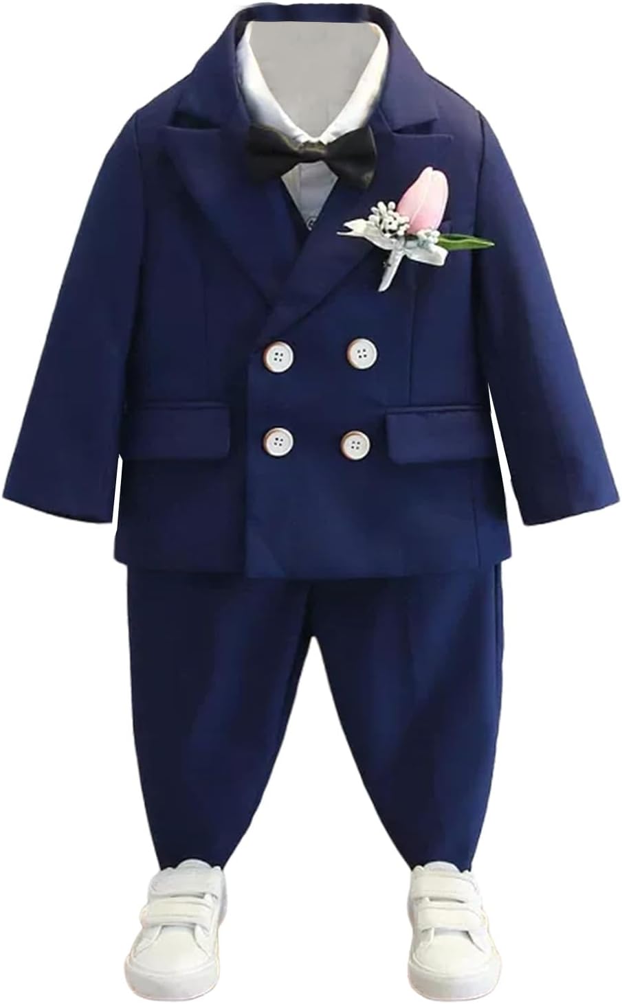 Ulnomio Boys' Formal Tuxedo Suit Casual Kids Outfit with Jacket Pants and Double Breasted Buttons Vest
