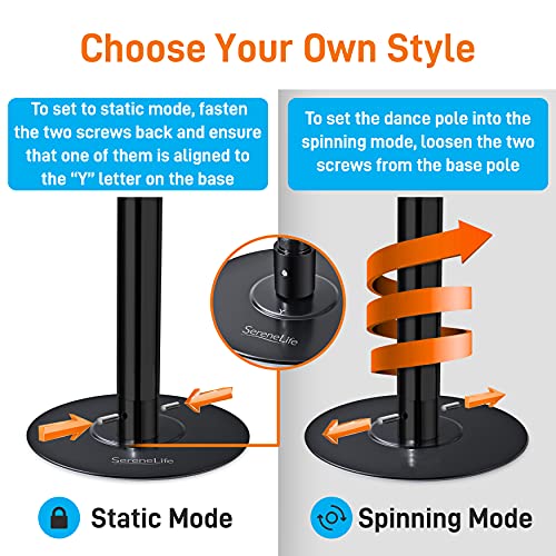 Serenelife Professional Upgrade Spinning Dance Pole - Portable & Removable Stripper Fitness Pole, Adjustable & Smooth Connection, Great For Training & Exercise Black #TOP1