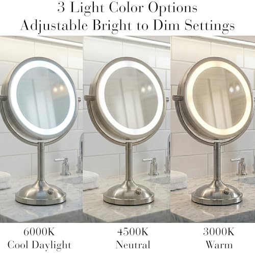 Espejo de maquillaje con luz LED y aumento 10X redondo miniatura 2