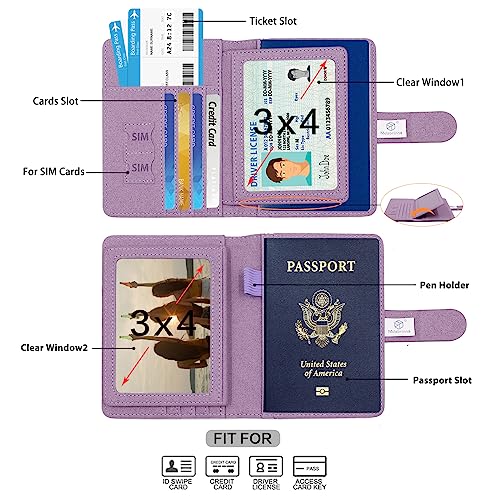 Image of Melsbrinna Rfid Passport Holder for Travel women /Men, Cute Passport Wallet Rfid Blocking Card Slots, Rfid Passport Cover /CaseTravel Wallet, Passport Book Holder (1, Purple1)